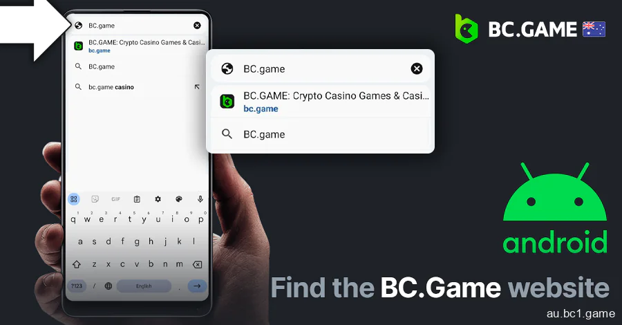 Enter BC.Game in search bar