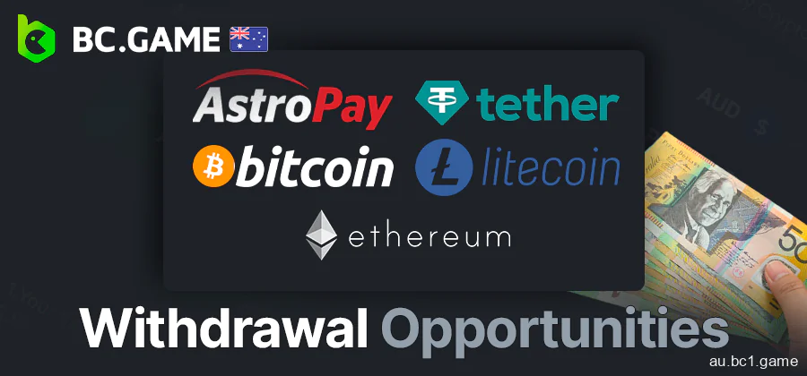 Withdraw methods at BC.Game in Australia