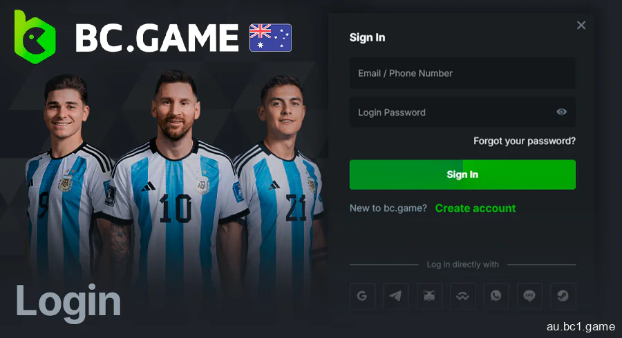 Instruction on how to Log in to BC.Game in Australia